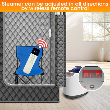 Portable Steam Sauna Box | Full Size Personal Steam Sauna with 1200W Steamer & 3L Tank, 15-Level Control, Cotton Thickened Tent for Home Spa Relaxation Indoor Use, 71"X35"X35", Black