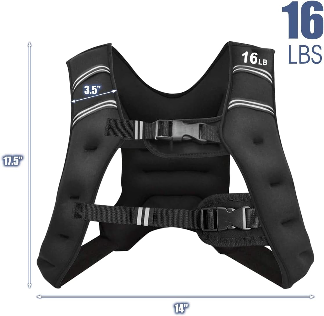 Weighted Vest for Women Men Kids, 16Lb/20Lb/30Lb Body Weight Vests with Reflective Stripe, Adjustable Weight Loss Workout Equipment for Fitness, Strength Training, Running, Walking, Jogging