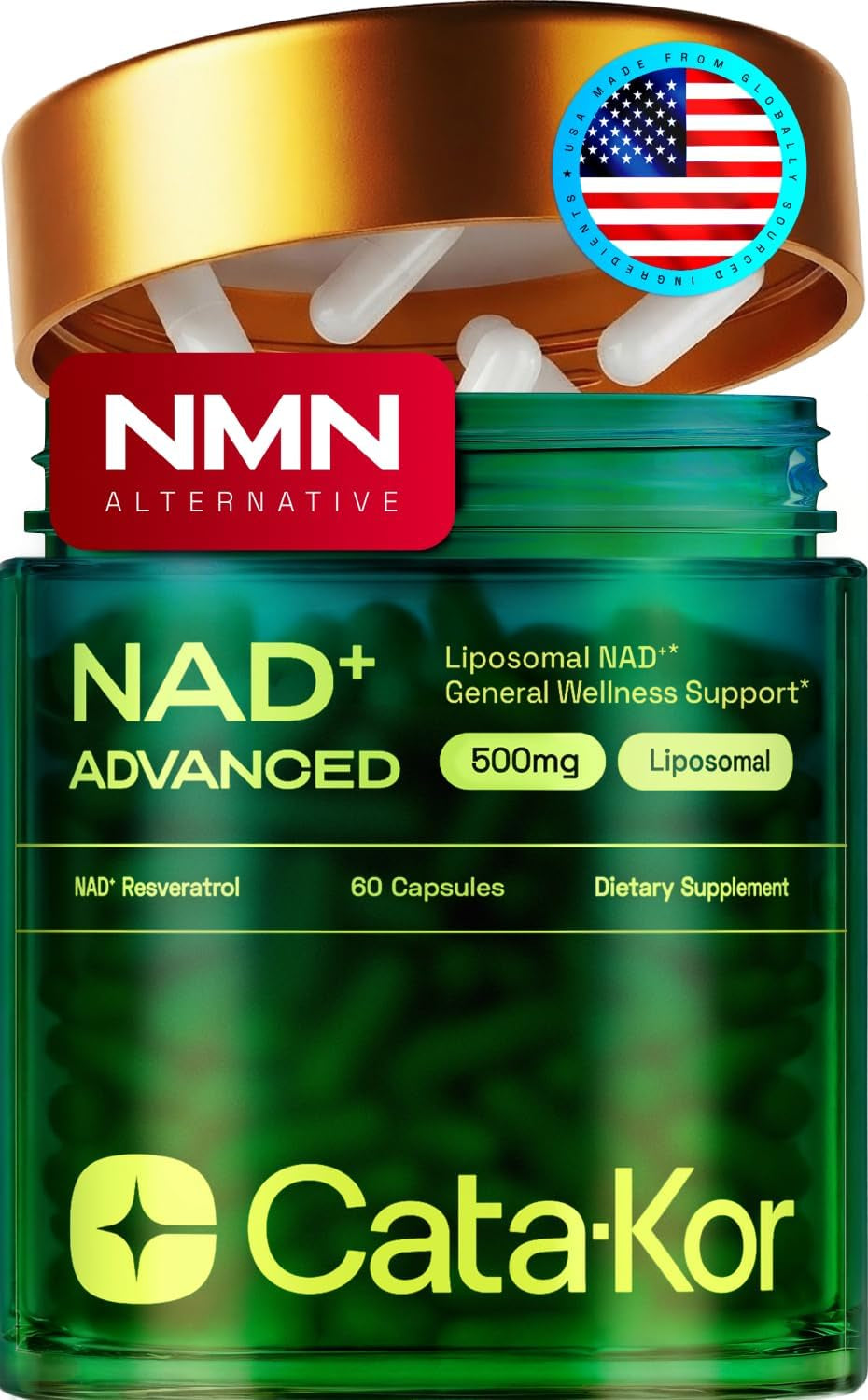 Liposomal NAD Supplement with Resveratrol – NMN Supplement Alternative – Third-Party Tested – 30-Day Supply – Advanced NAD+ Resveratrol