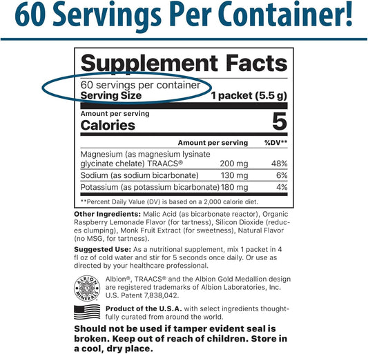 Magsoothe | Fast-Acting, Calming Magnesium Glycinate Powder Supplement | Raspberry Lemonade Flavor | 60 Servings (Packets)