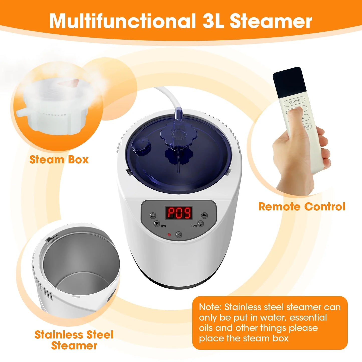 Portable Steam Sauna Box | Full Size Personal Steam Sauna with 1200W Steamer & 3L Tank, 15-Level Control, Cotton Thickened Tent for Home Spa Relaxation Indoor Use, 71"X35"X35", Black