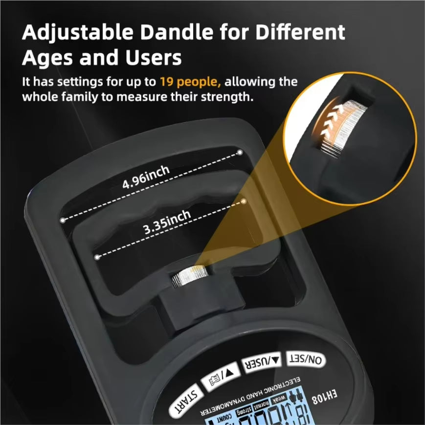 Grip Strength Tester 265Lbs/120Kg Grip Strength Meter Digital Hand Dynamometer USB LCD Screen Hand Grip for Power Training Sport