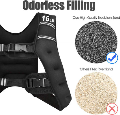 Weighted Vest for Women Men Kids, 16Lb/20Lb/30Lb Body Weight Vests with Reflective Stripe, Adjustable Weight Loss Workout Equipment for Fitness, Strength Training, Running, Walking, Jogging