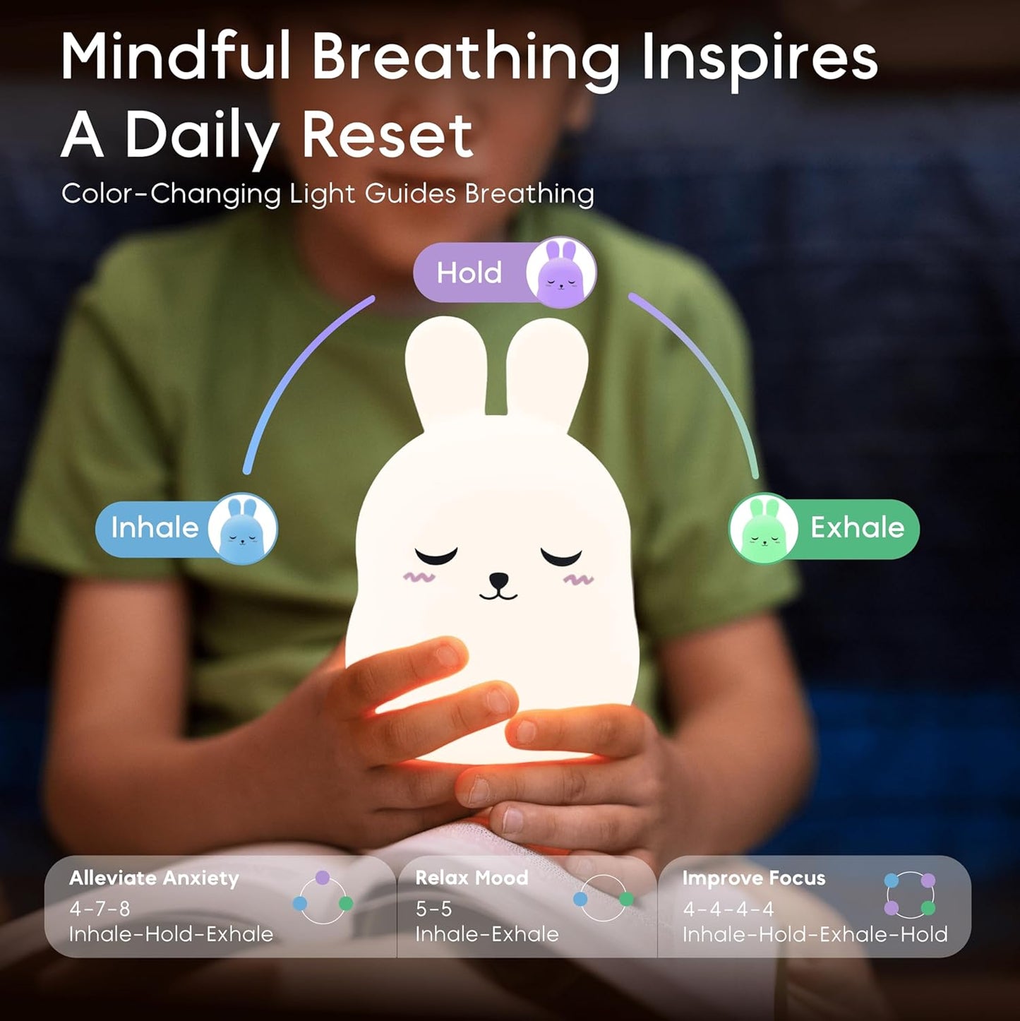 Breathing Pal 'Bonnie'- Mindfulness Breathing Light, Guided Visual Meditation Breathing Light, Anxiety Relief Items for Calm down Corner/Meditation/Sleep for Adult&Kid