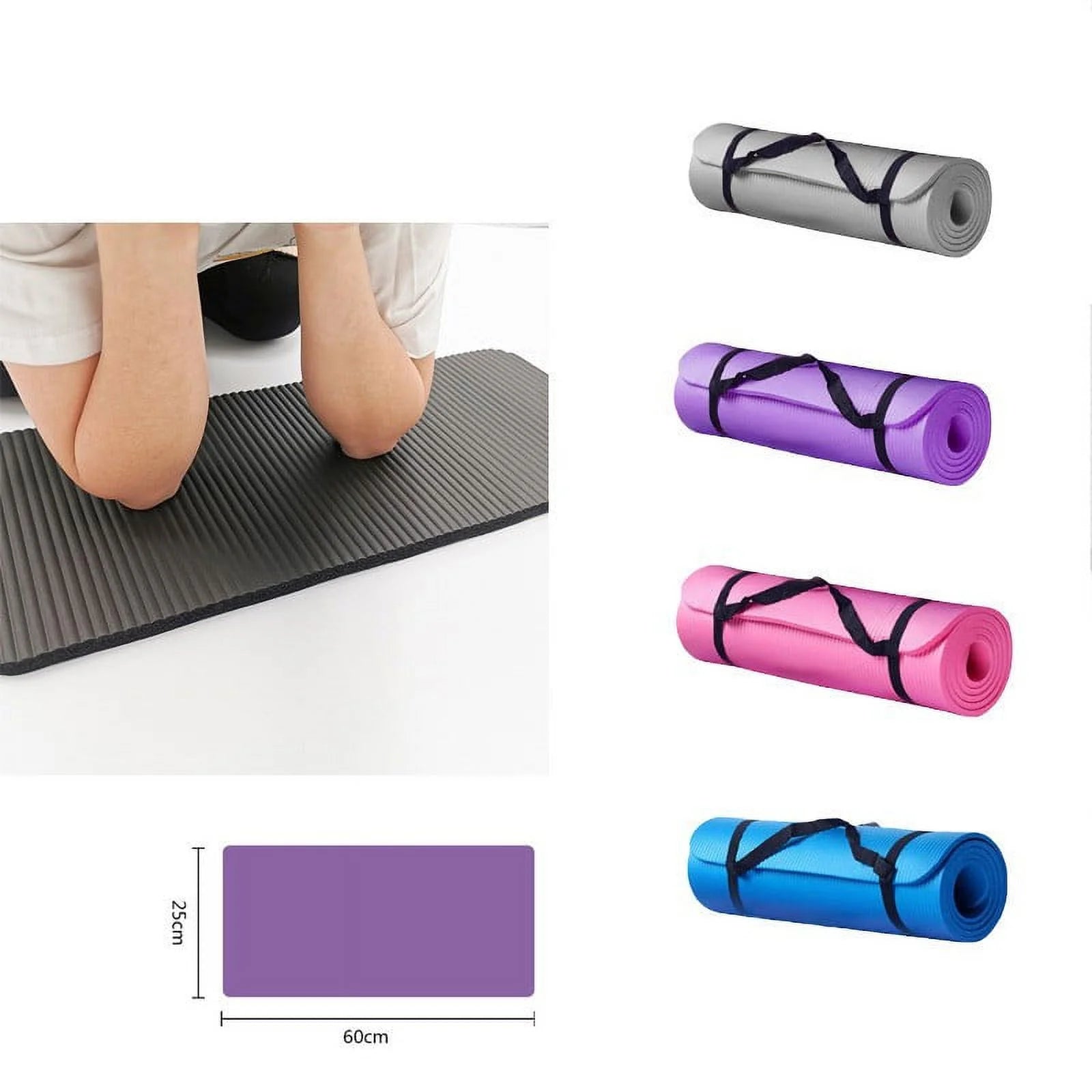 Small Yoga Mat 15 Mm Thick Anti-Skid Sports Fitness Mat Non-Slip Yoga Mat for Home Gym Yoga Exercises Pilates Workout Daily Use with Anti-Slip Surface and Eco Friendly, Black, 1Pcs