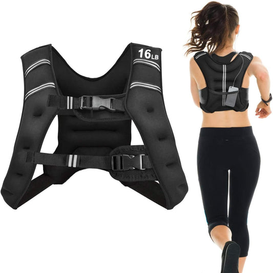 Weighted Vest for Women Men Kids, 16Lb/20Lb/30Lb Body Weight Vests with Reflective Stripe, Adjustable Weight Loss Workout Equipment for Fitness, Strength Training, Running, Walking, Jogging